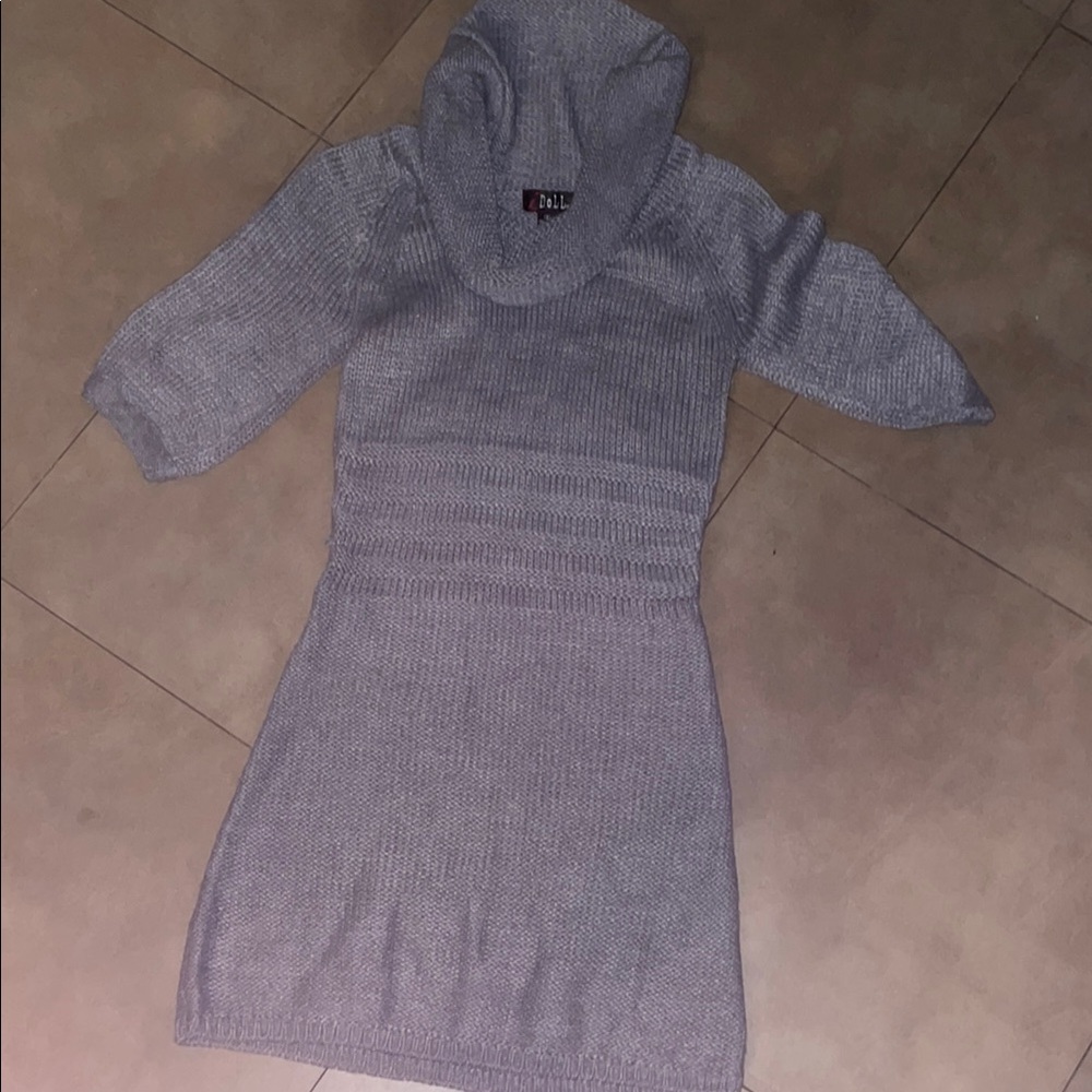 Gray Knit Sweater Dress